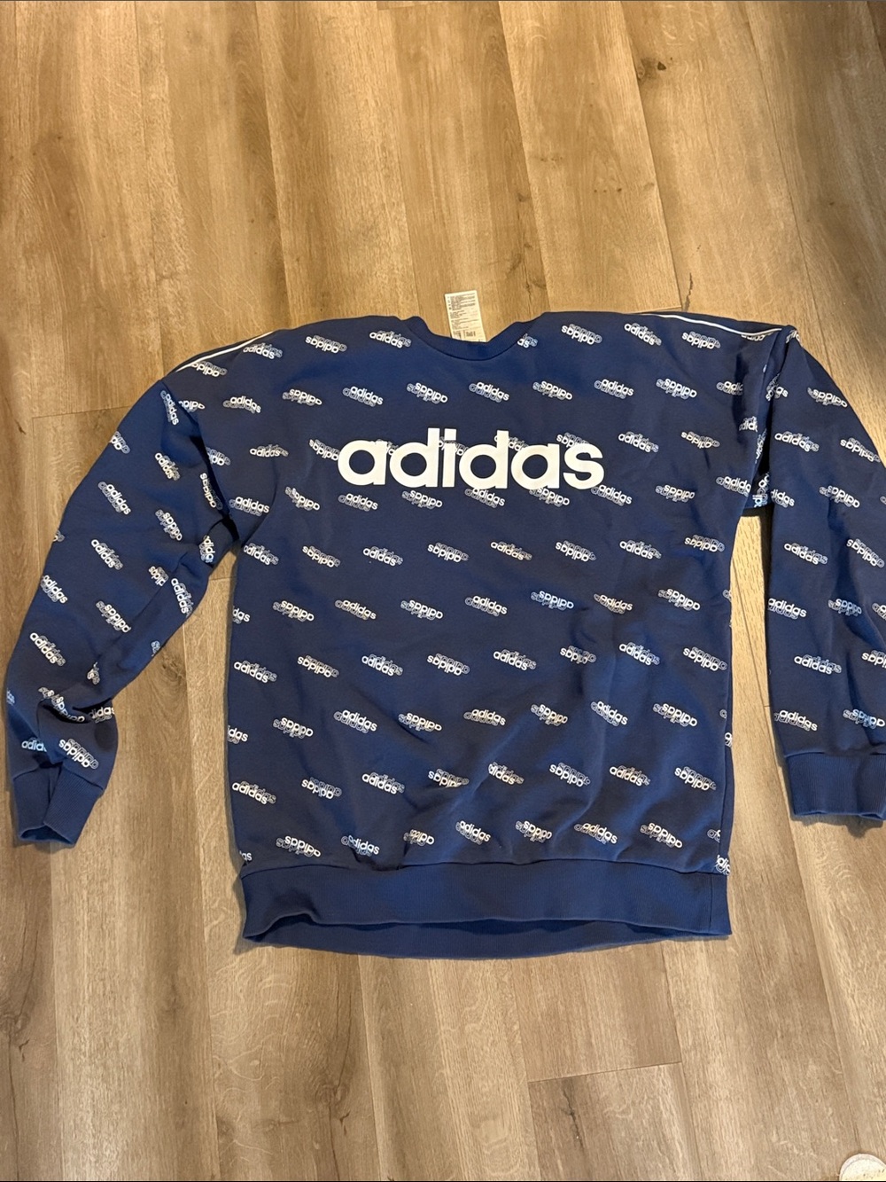 adidas Navy Blue All-Over Logo Crewneck Sweatshirt